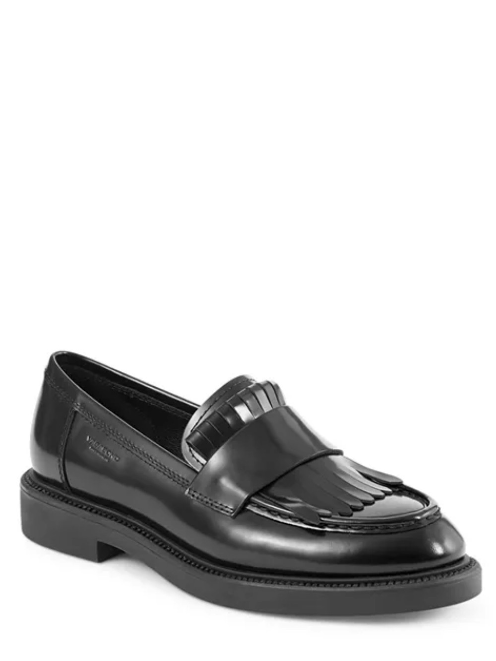 Vagabond Shoemakers Black Alex Leather Slip On Flat Loafers With Tassels Sz 8